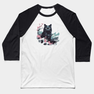 Black cat kanagawa Baseball T-Shirt